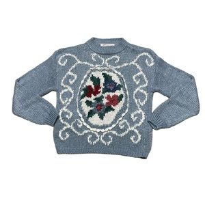 Vintage Crewneck Sweater Womens L Nuggets Cottagecore Floral Long Sleeve Top 90s